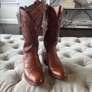 Lucchese 1883 Men’s Ostrich 8.5 D Brown Western Cowboy Boots w/belt